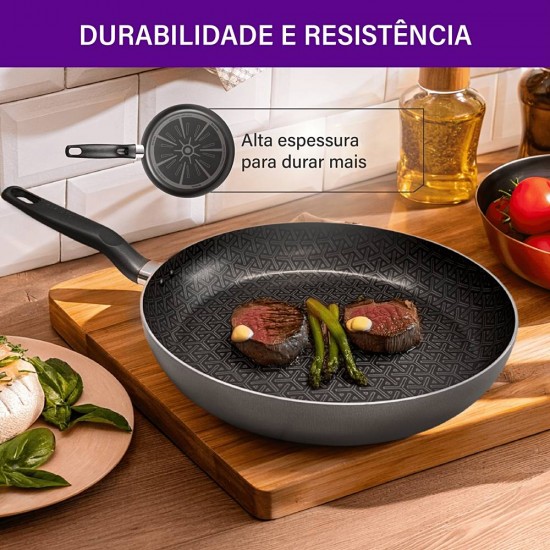 Frigideira 30cm 3,3 Litros Rochedo Robusta Grafite Antiaderente